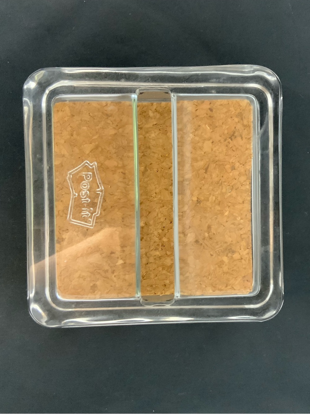 Rare post-it glass and cork 3x3 note dispenser